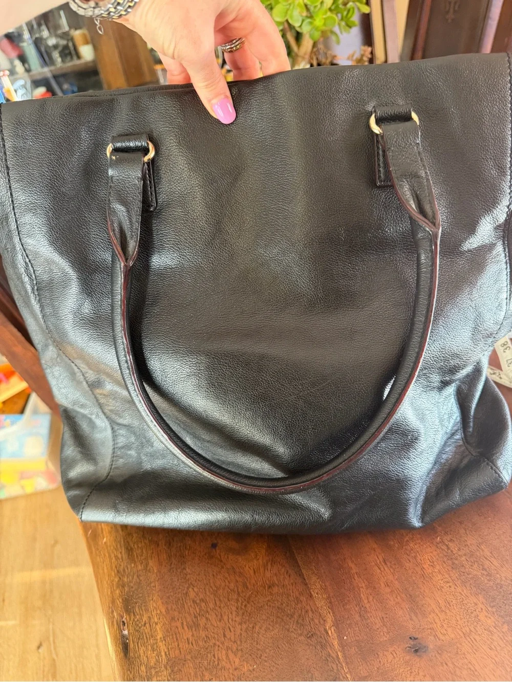 Kate Spade New York Black Leather Tote Bag